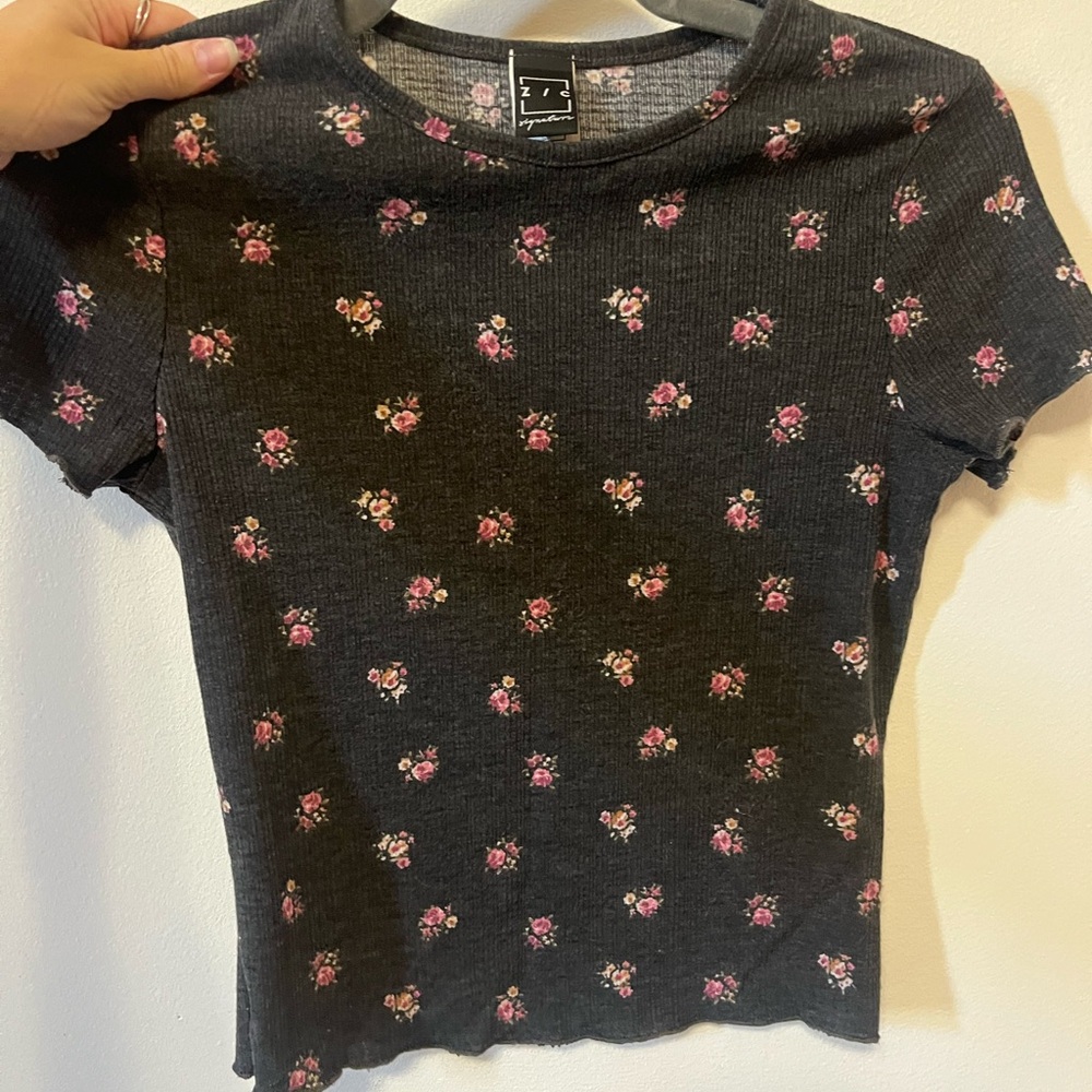 Signature Black and Pink Floral Tee